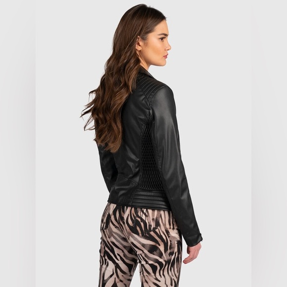 Guess| Black Faux Leather Moto Biker Jacket - Picture 8 of 8